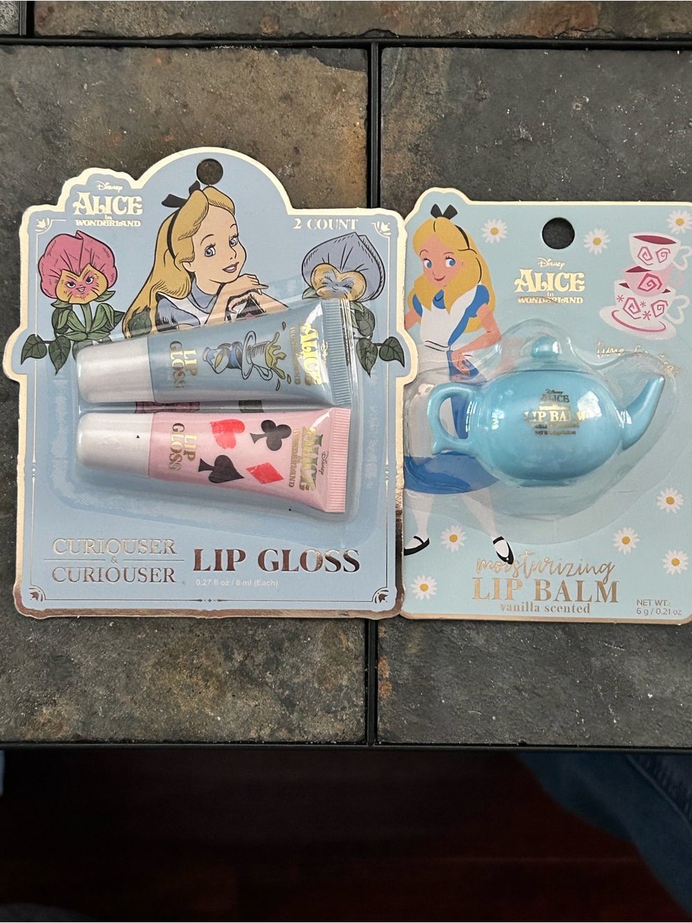 Disney Alice in Wonderland Lip Gloss & Teapot Lip Balm Set - Blue & Pink